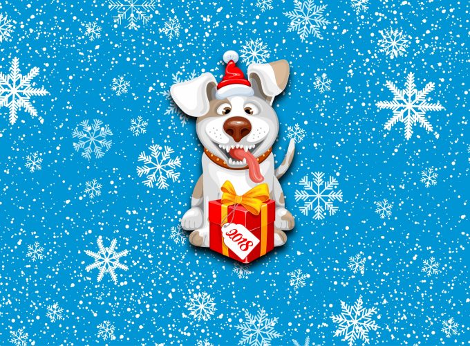 Wallpaper Christmas, New Year, snow, dog, cute animals, 8k, Holidays 1280017240
